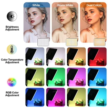 14 Colių RGB Fotografijos 3200K Šviesos-6500K LED Lempos Selfie su 2M Stovėti RGB 26 Spalvas, Vaizdo, Šviesos, Vaizdo Fotografavimo 4