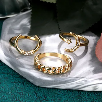 FNIO Mados Crystal Pearl Žiedai Rinkinys Moterims, Aukso Spalvos, Geometriniai Sąnario Piršto Žiedai, Moterų Papuošalai 2021