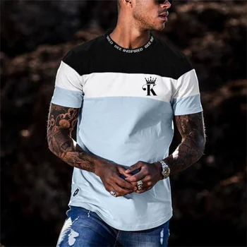 Europos ir Amerikos vyrų trumpas rankovėmis pavasario ir vasaros naujų juoda ir balta, K-spausdinimo jaunimo mados atsitiktinis megztinis marškinėliai vyrai