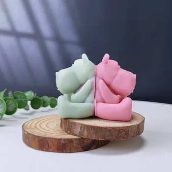 3D Mielas Odos Hippo Silikono Pelėsių Žvakė Padaryti 
