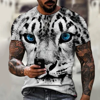 Žmogus Vasaros Marškinėliai 3d Spausdinimo Tigras marškinėliai Drabužių Atsitiktinis Tees Vyrų Mados Streetwear Negabaritinių O-kaklo trumpomis Rankovėmis Viršūnes